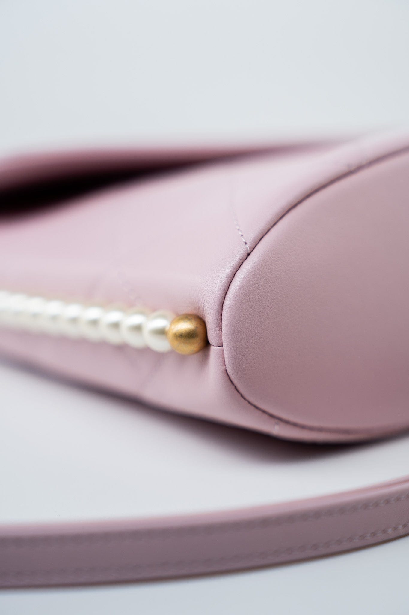 21S Light Pink / Rose Clair Calfskin Quilted All About Pearls Small Hobo Bag