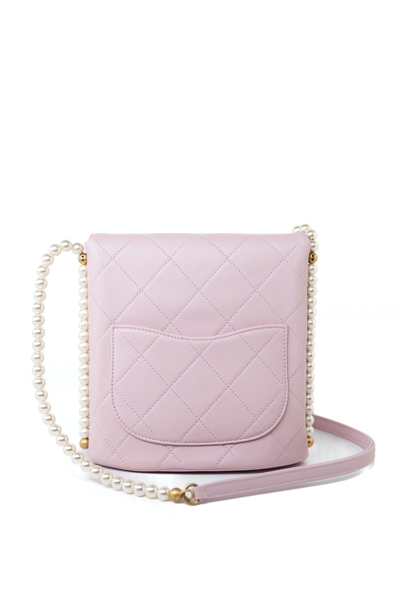 21S Light Pink / Rose Clair Calfskin Quilted All About Pearls Small Hobo Bag