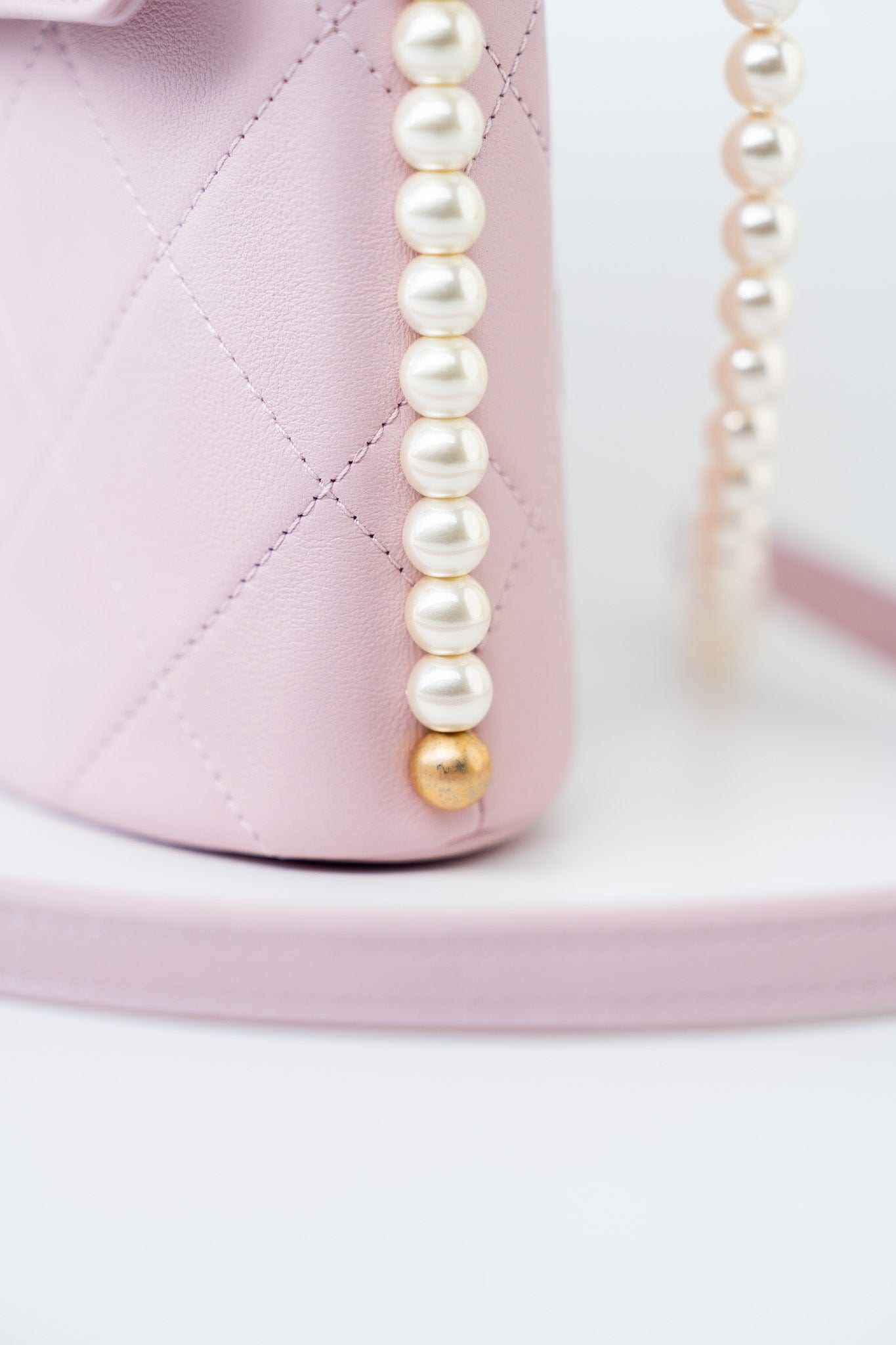 21S Light Pink / Rose Clair Calfskin Quilted All About Pearls Small Hobo Bag