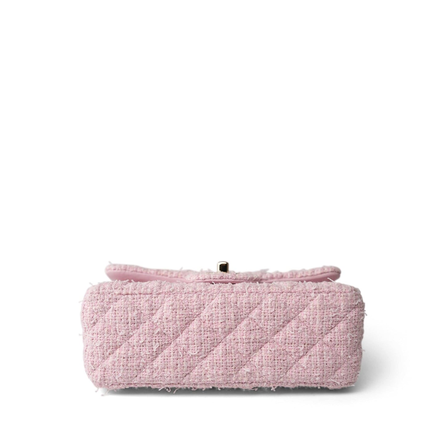 21S Pink White Tweed Quilted Mini Rectangular Flap Light Gold Hardware
