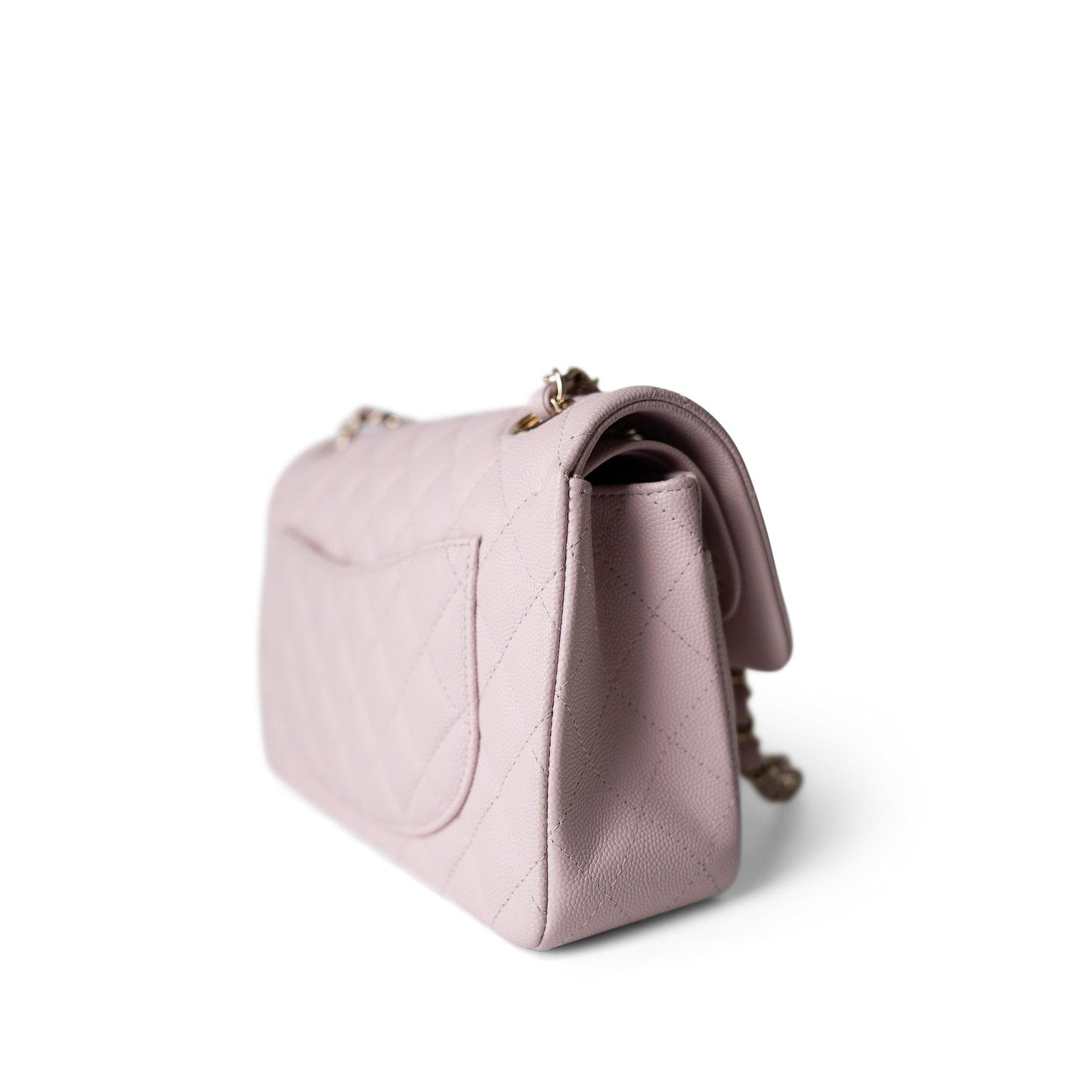 21S Rose Clair Caviar Quilted Classic Flap Small Light Gold Hardware