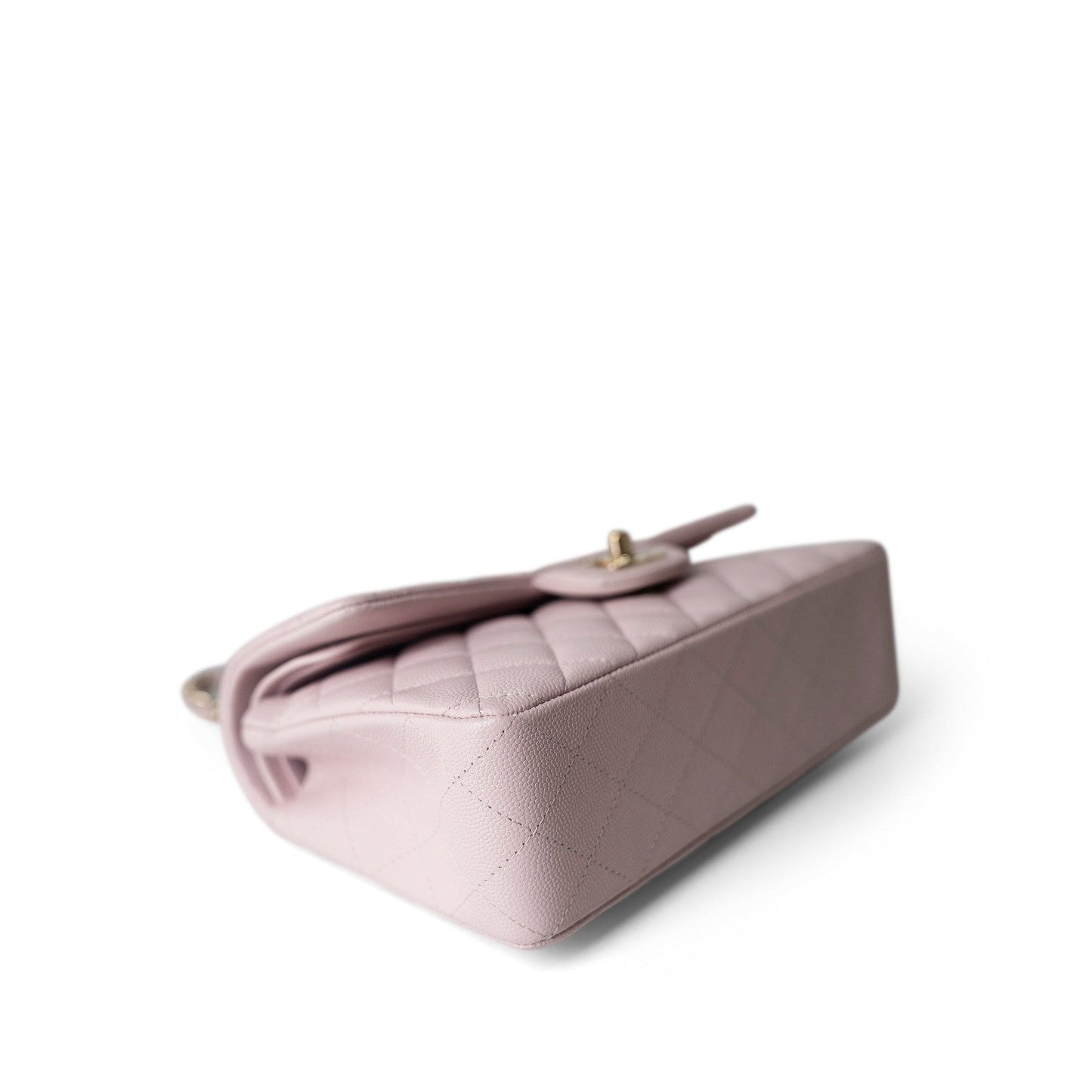 21S Rose Clair Caviar Quilted Classic Flap Small Light Gold Hardware