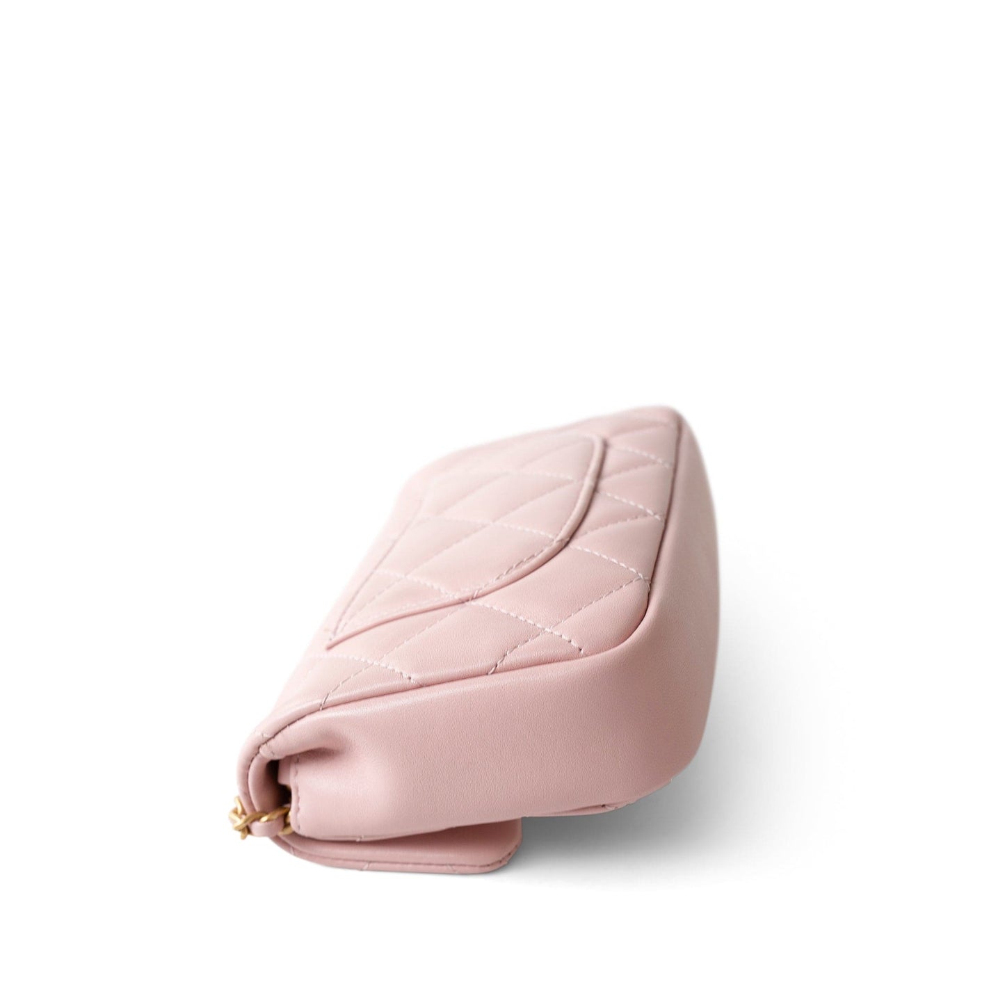 22B Light Pink Lambskin Quilted Mini Heart Charms Flap Antique Gold Hardware