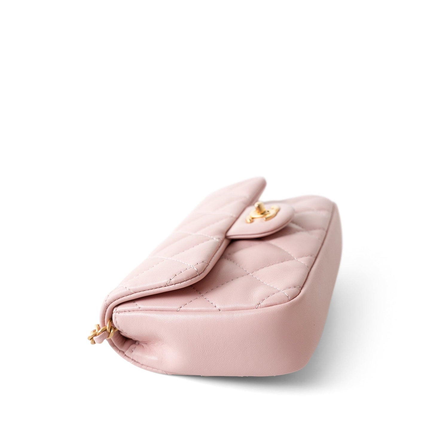 22B Light Pink Lambskin Quilted Mini Heart Charms Flap Antique Gold Hardware