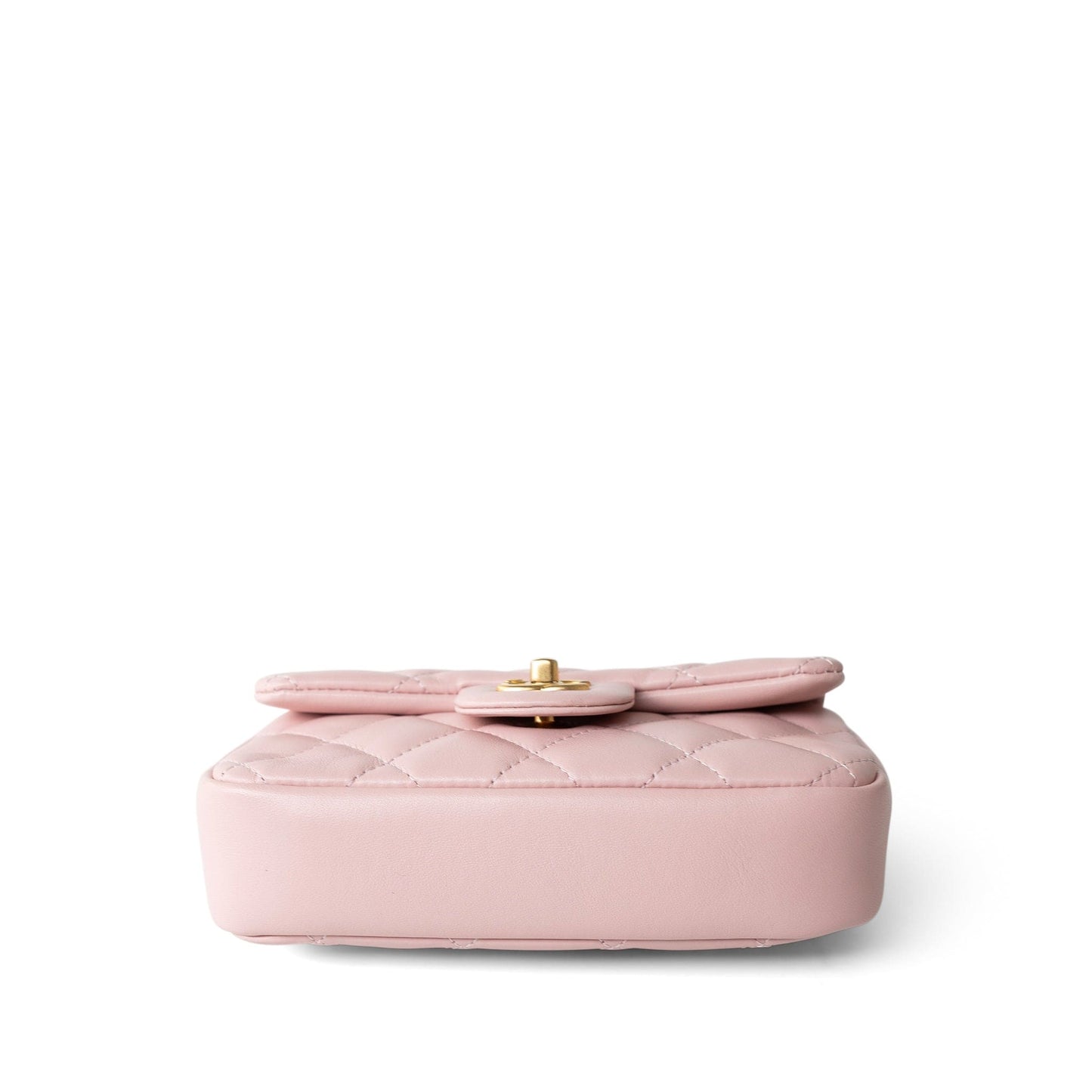 22B Light Pink Lambskin Quilted Mini Heart Charms Flap Antique Gold Hardware