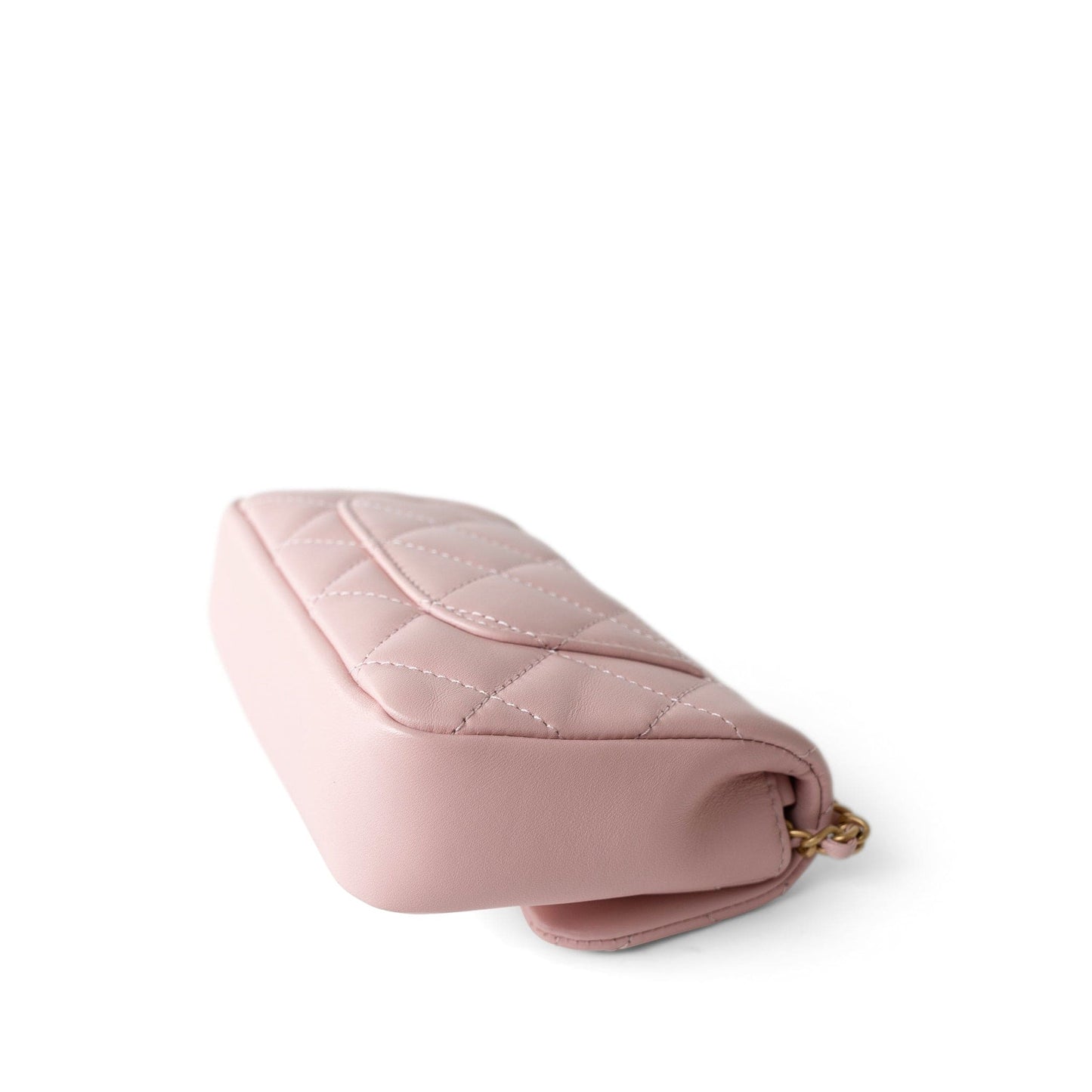 22B Light Pink Lambskin Quilted Mini Heart Charms Flap Antique Gold Hardware