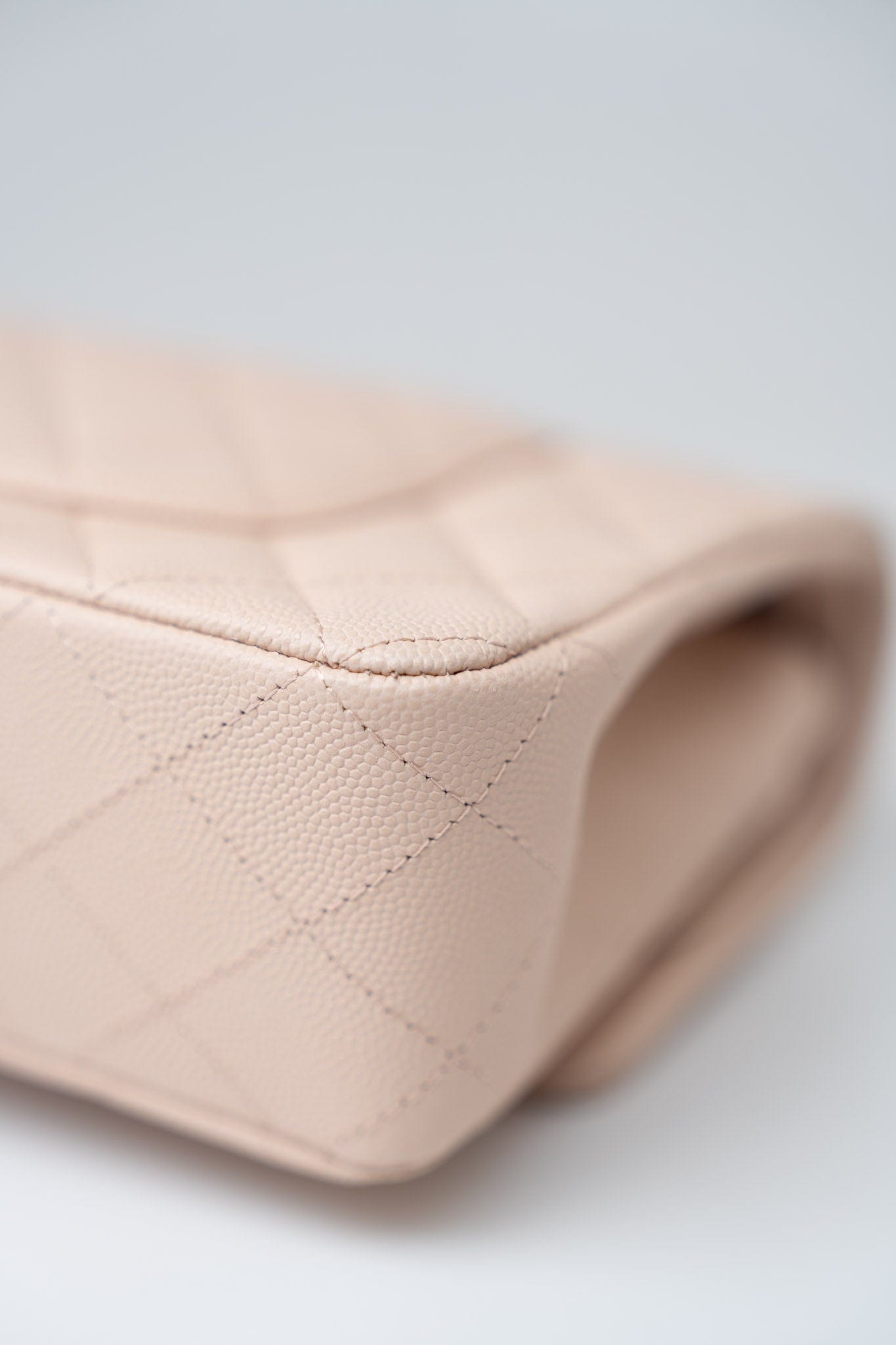 22c Beige Caviar Quilted Classic Flap Light Gold Hardware