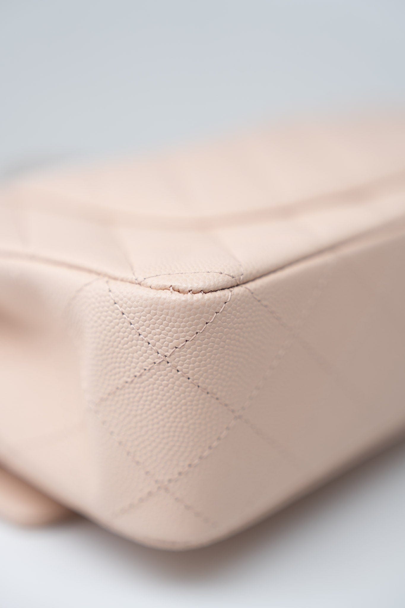 22c Beige Caviar Quilted Classic Flap Light Gold Hardware