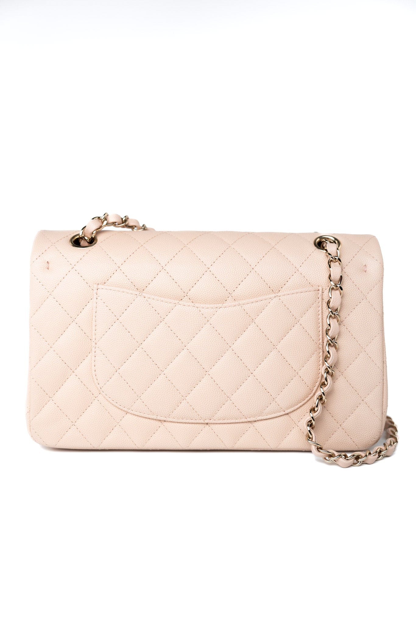 22c Beige Caviar Quilted Classic Flap Light Gold Hardware