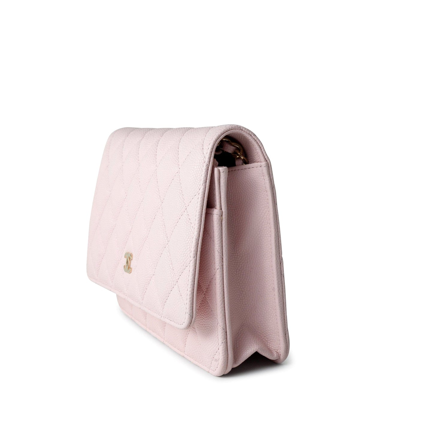 22S Light Pink Caviar  Quilted Wallet On Chain (WOC) LGHW