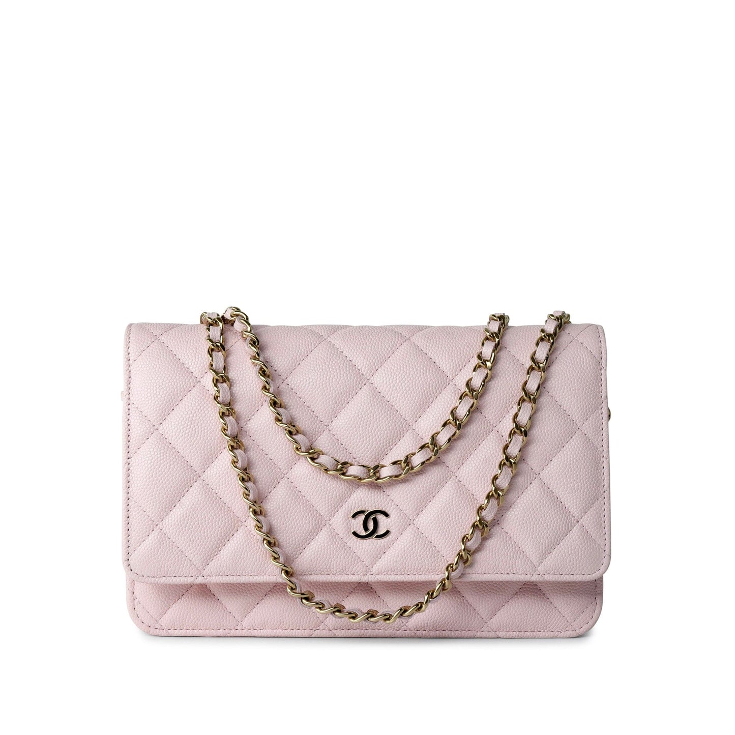 22S Light Pink Caviar  Quilted Wallet On Chain (WOC) LGHW