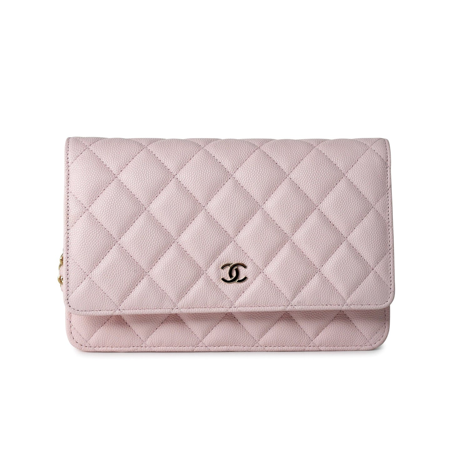 22S Light Pink Caviar  Quilted Wallet On Chain (WOC) LGHW