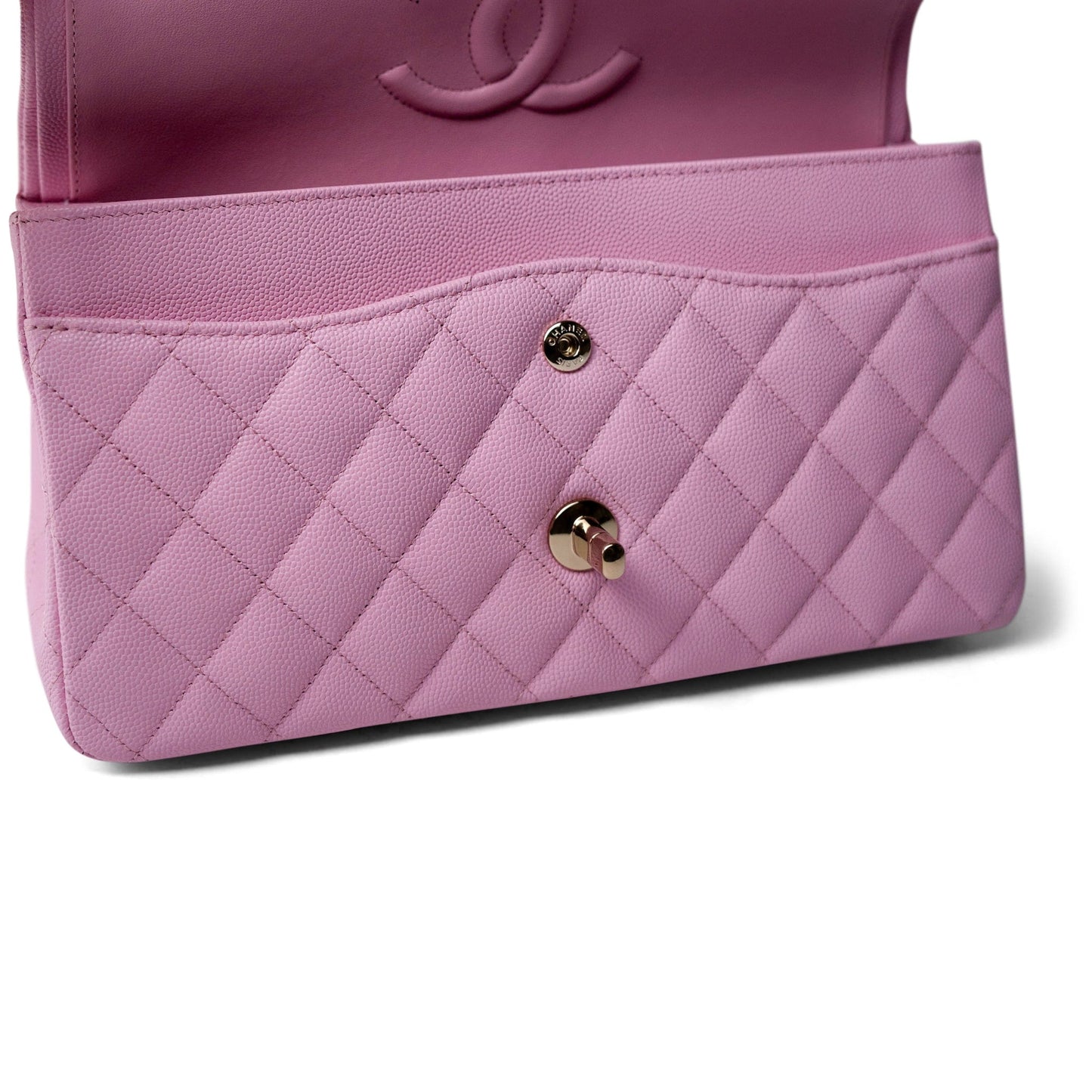 23P Pink Caviar Quilted Classic Flap Medium Light Gold Hardware
