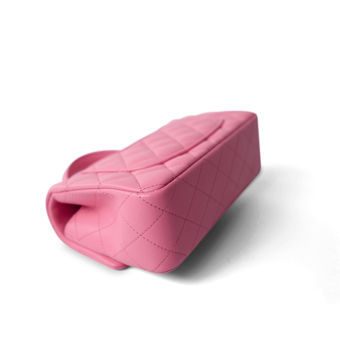 23P Pink Lambskin Quilted Mini Top Handle Light Gold Hardware