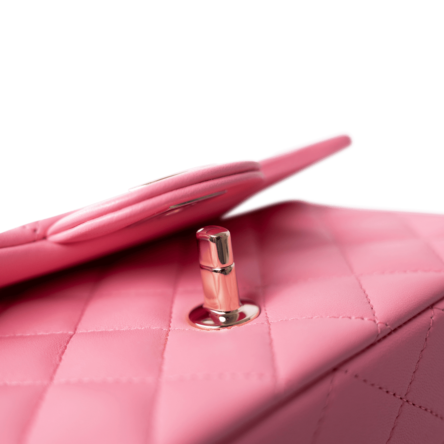 23P Pink Lambskin Quilted Mini Top Handle Light Gold Hardware