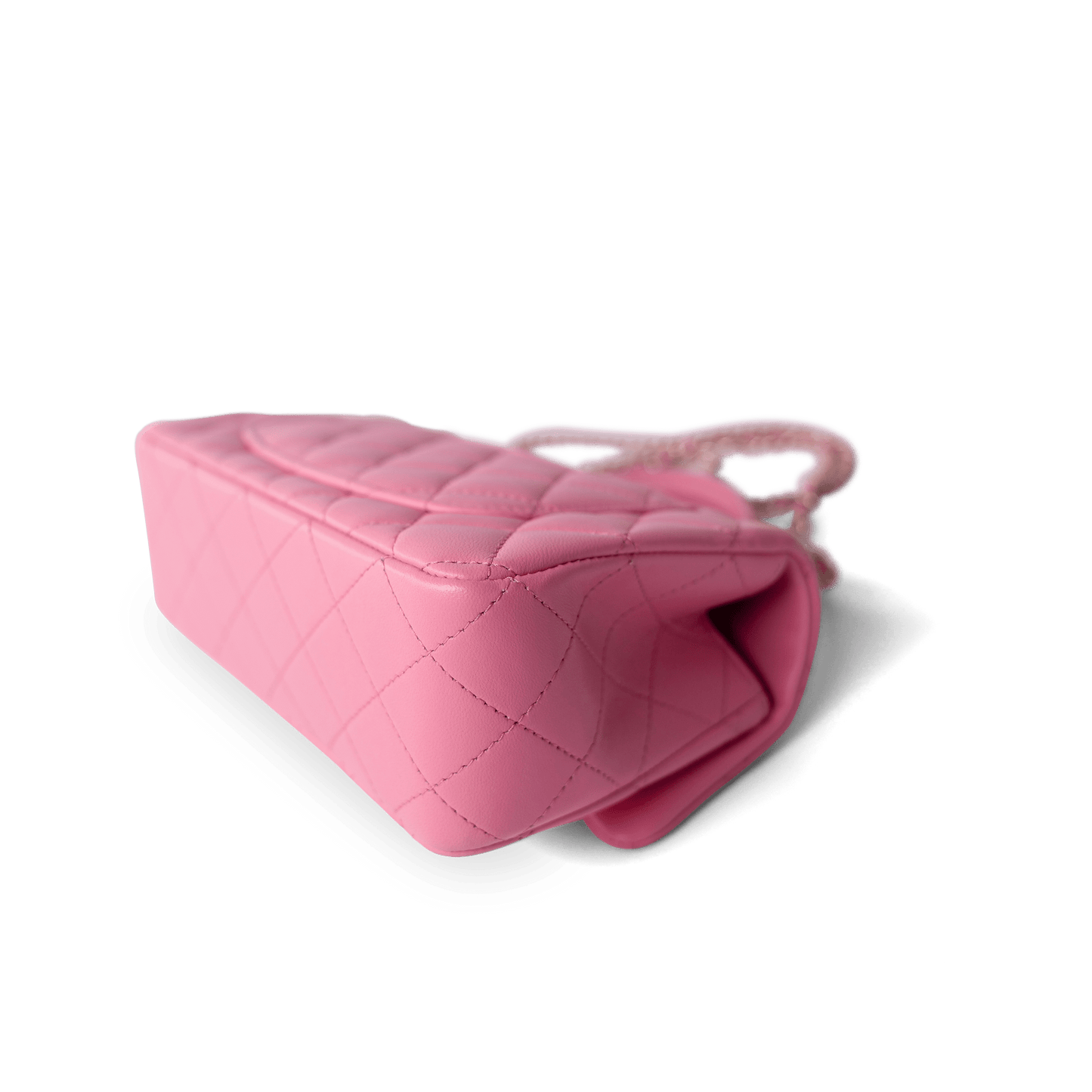 23P Pink Lambskin Quilted Mini Top Handle Light Gold Hardware