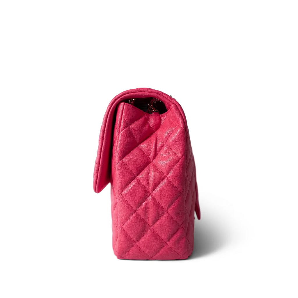 24C Maxi Travel Flap Pink Caviar Quilted Light Gold Hardware