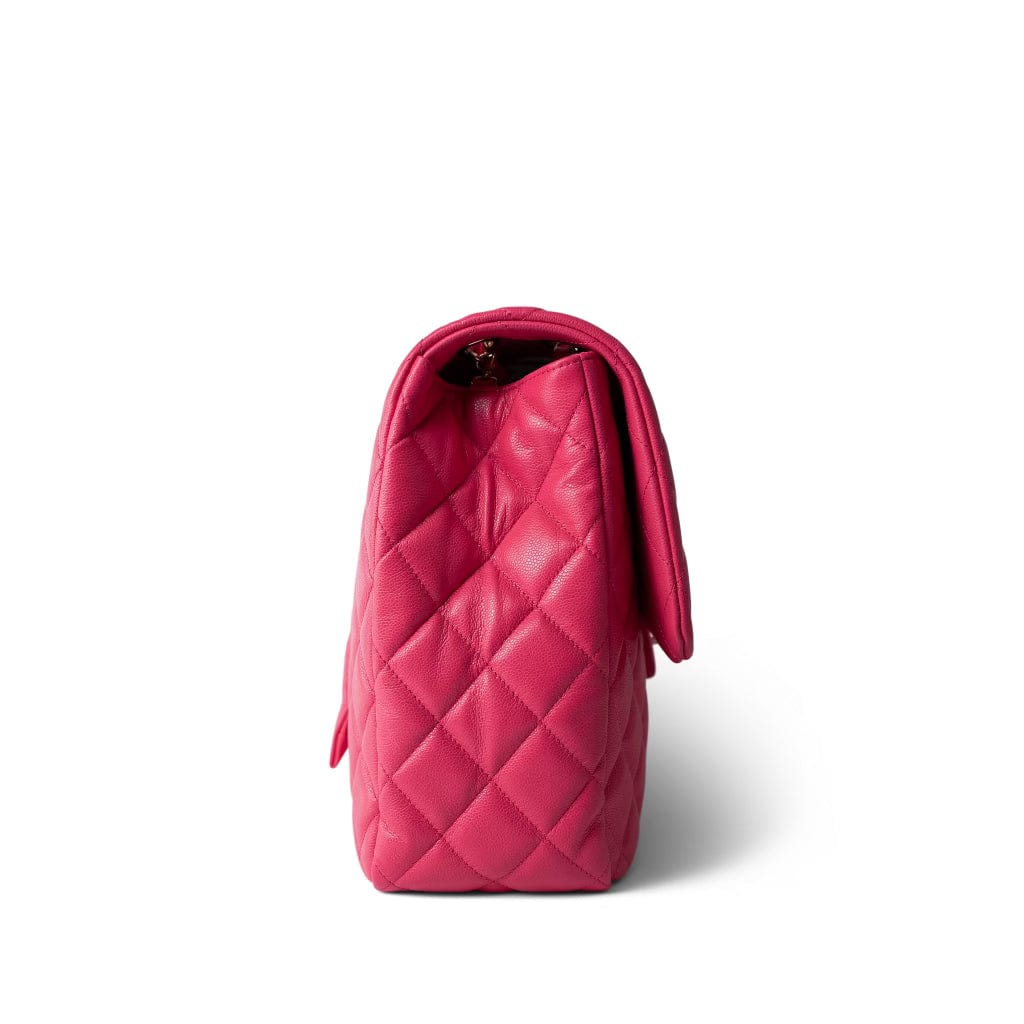 24C Maxi Travel Flap Pink Caviar Quilted Light Gold Hardware