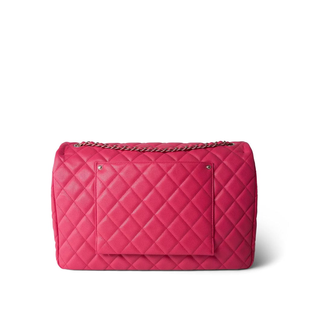 24C Maxi Travel Flap Pink Caviar Quilted Light Gold Hardware