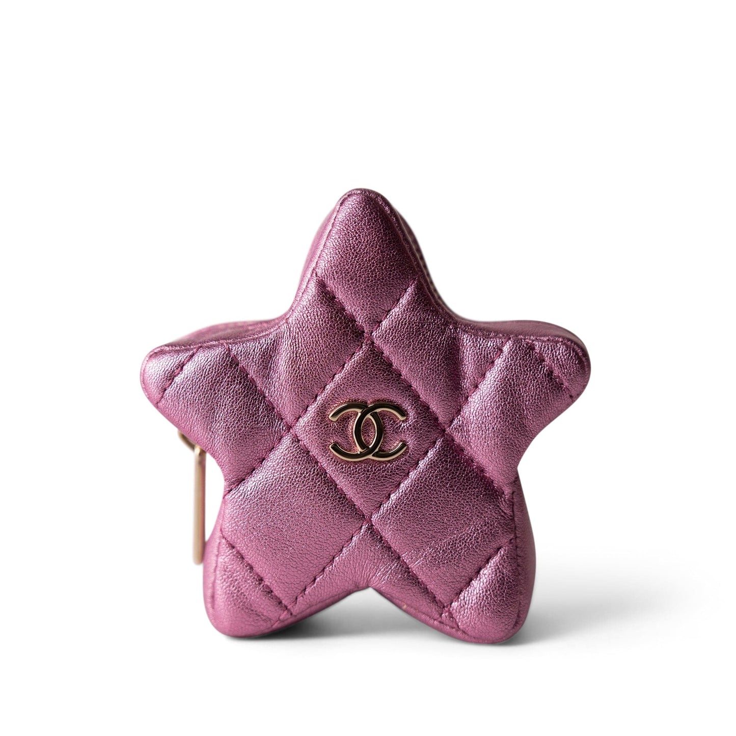 24C Shiny Pink Calfskin Quilted Flap Bag & Coin Purse