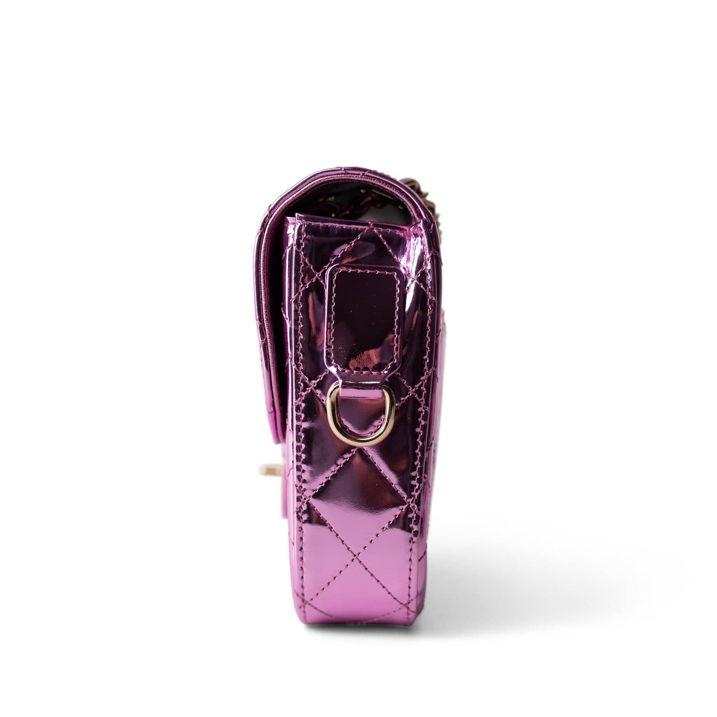 24C Shiny Pink Calfskin Quilted Flap Bag & Coin Purse