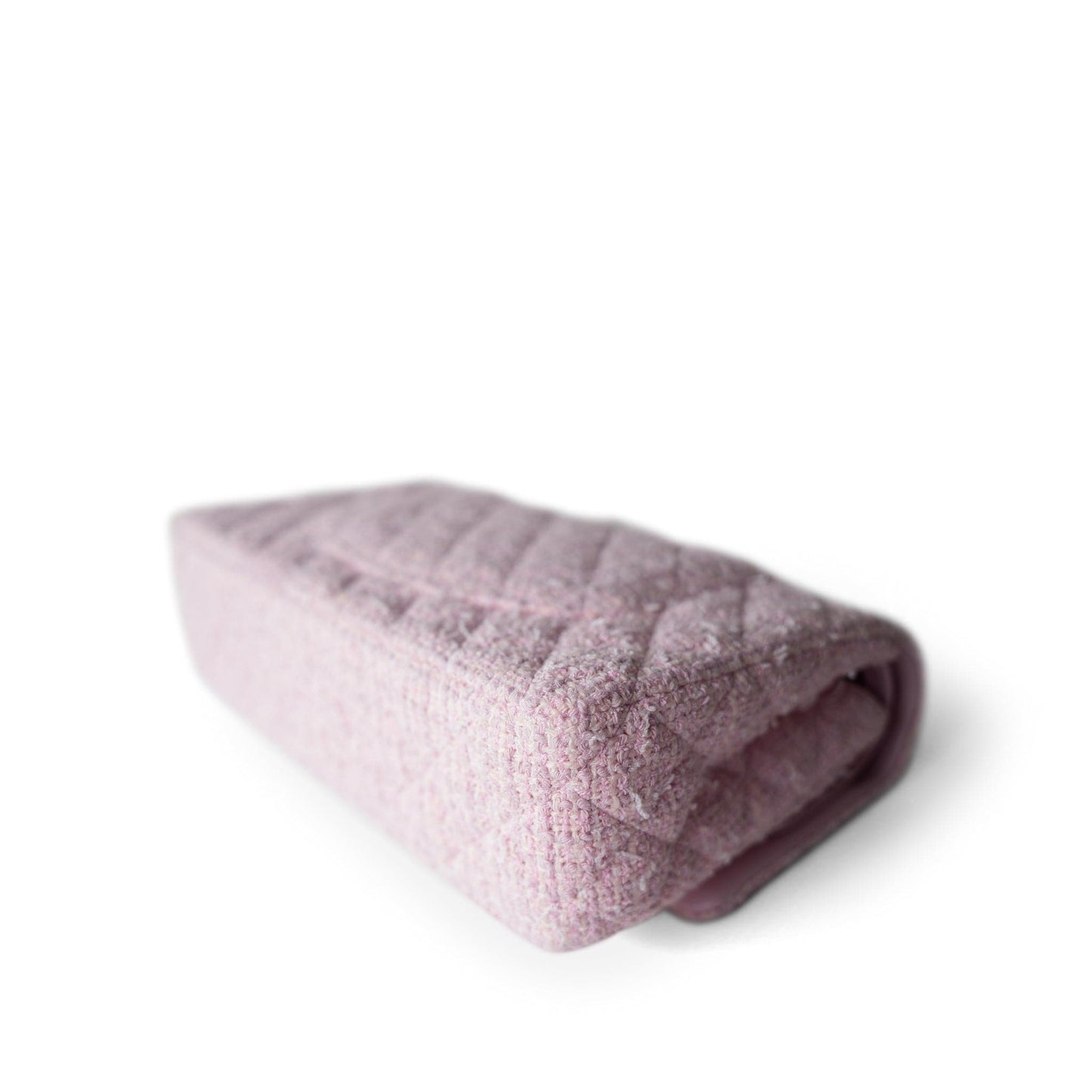 21S Pink Tweed Quilted Classic Flap Medium Light Gold Hardware