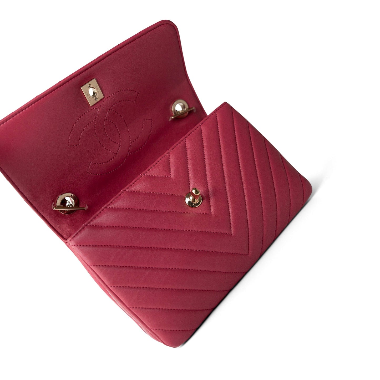 Dark Pink Chevron Trendy CC Light Gold Hardware