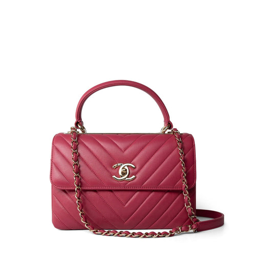 Dark Pink Chevron Trendy CC Light Gold Hardware