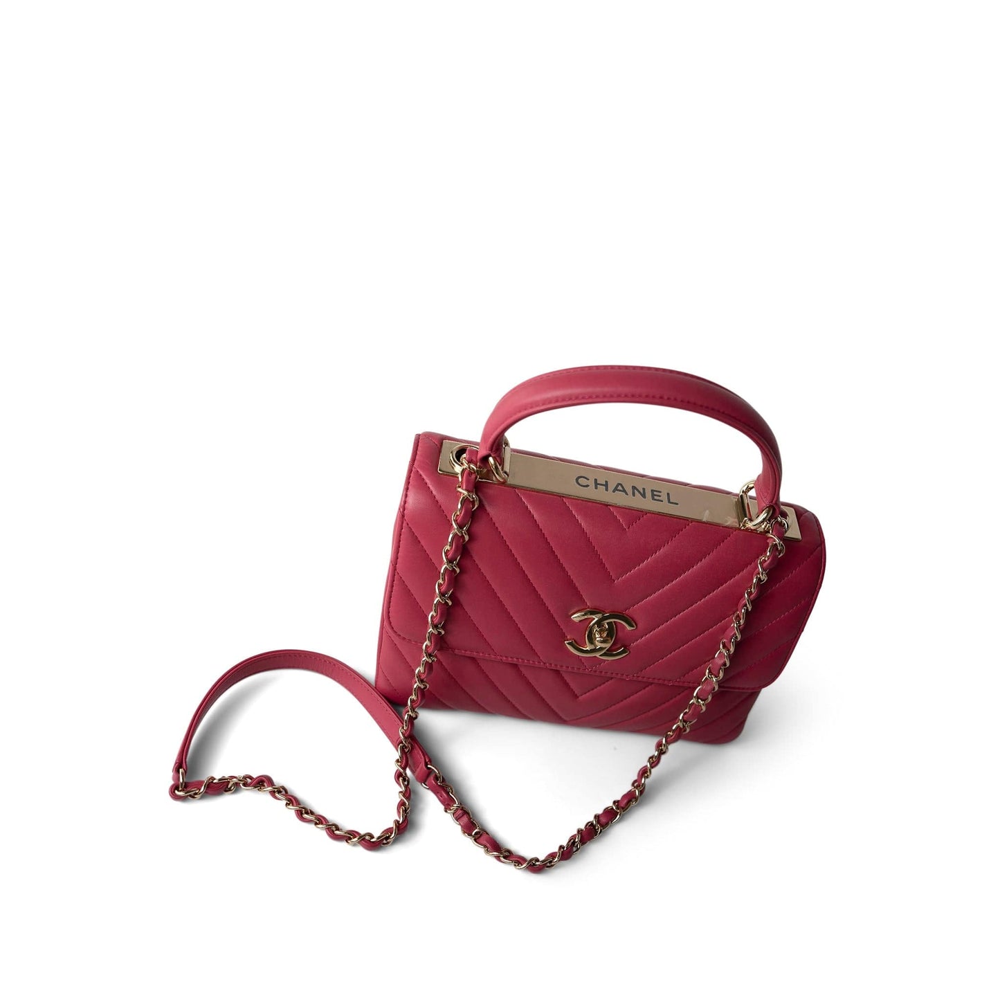 Dark Pink Chevron Trendy CC Light Gold Hardware