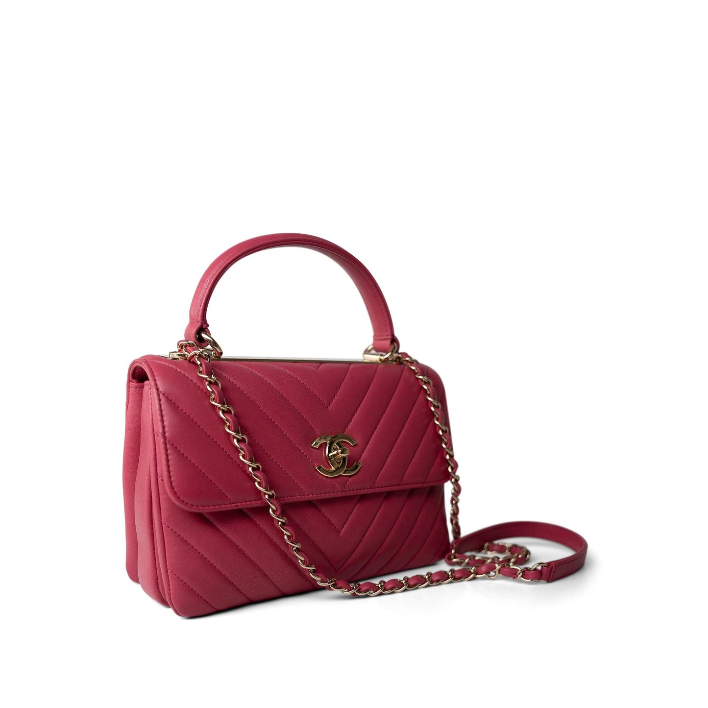 Dark Pink Chevron Trendy CC Light Gold Hardware