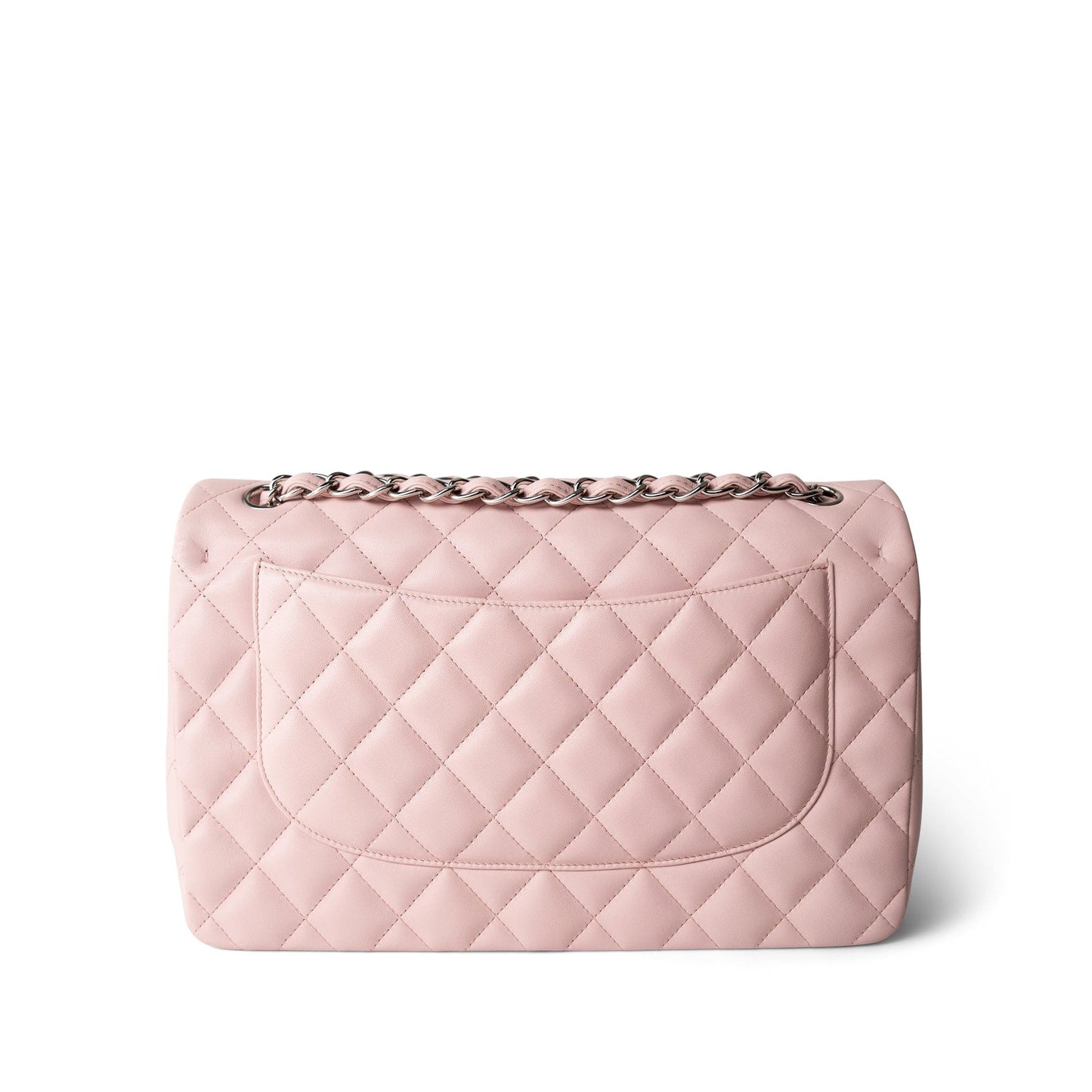 Light Pink Lambskin Quilted Jumbo Classic Flap Silver Hardware