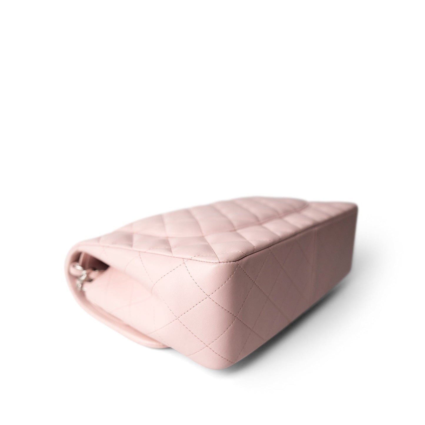 Light Pink Lambskin Quilted Jumbo Classic Flap Silver Hardware
