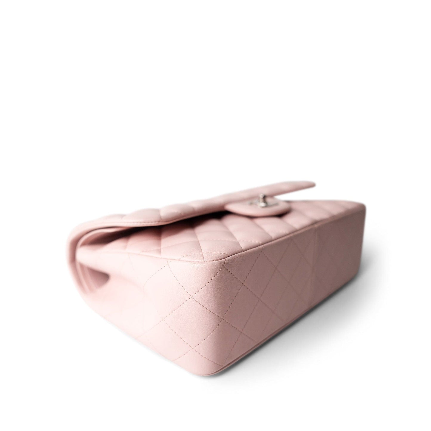 Light Pink Lambskin Quilted Jumbo Classic Flap Silver Hardware