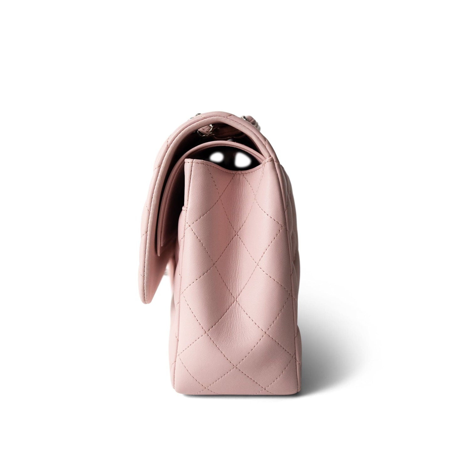 Light Pink Lambskin Quilted Jumbo Classic Flap Silver Hardware