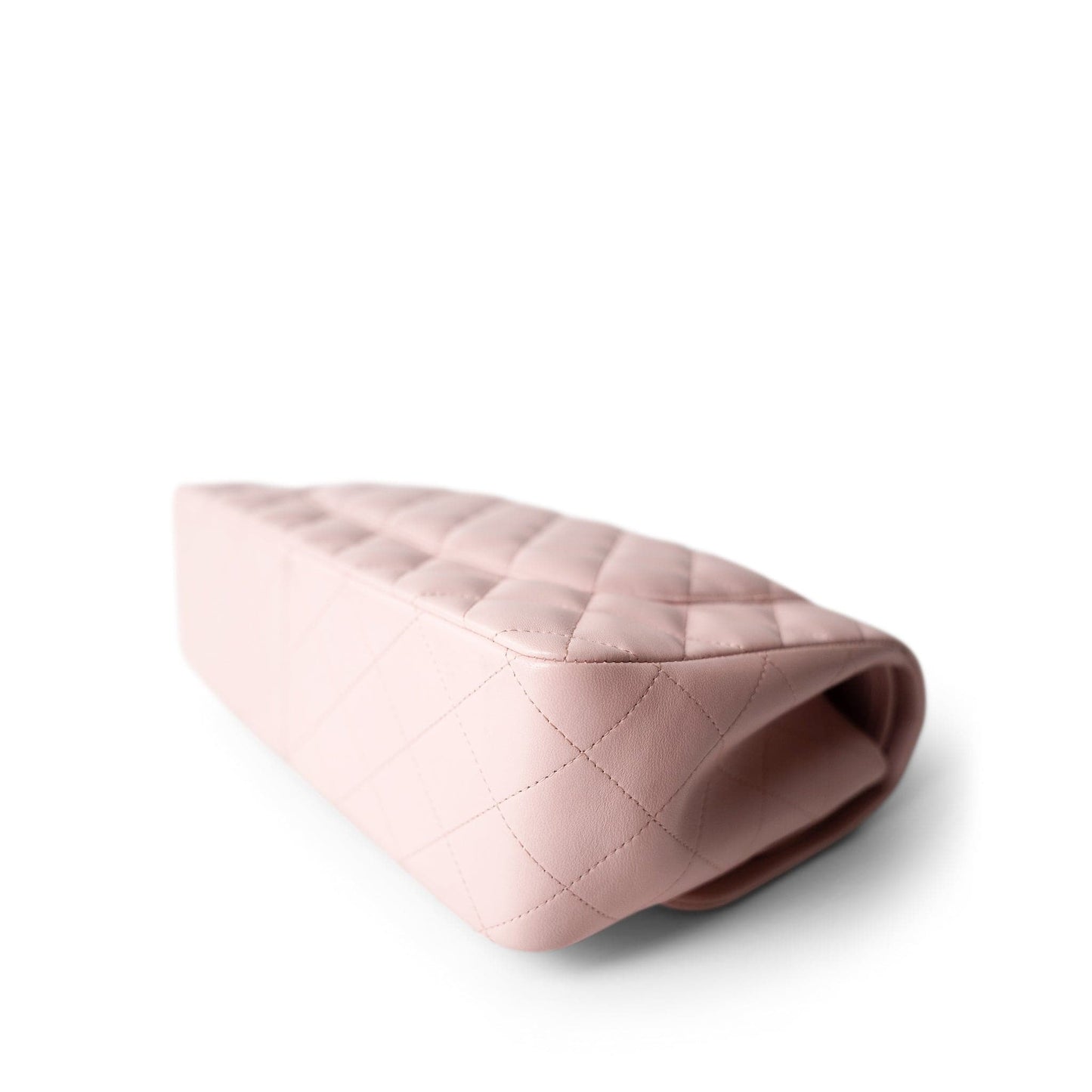 Light Pink Lambskin Quilted Jumbo Classic Flap Silver Hardware