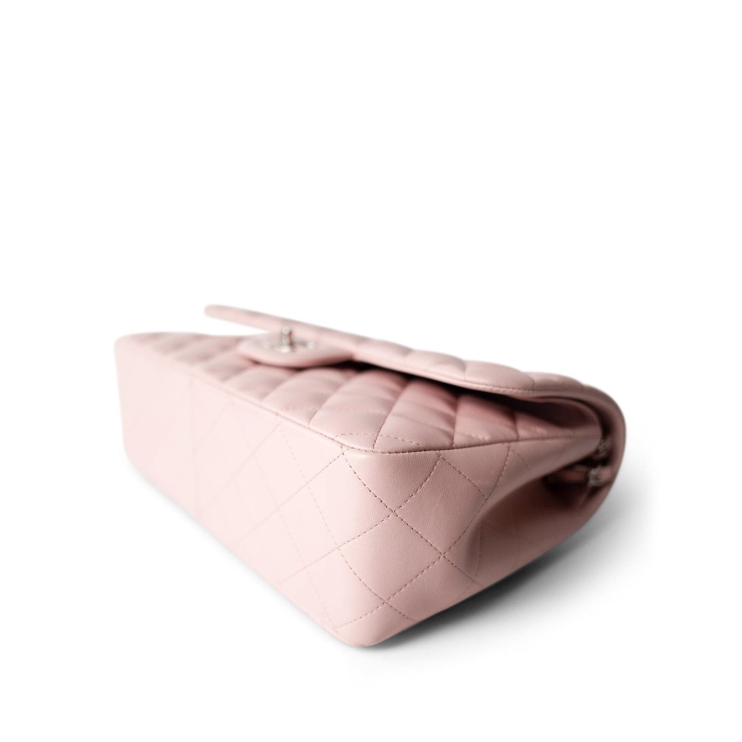 Light Pink Lambskin Quilted Jumbo Classic Flap Silver Hardware