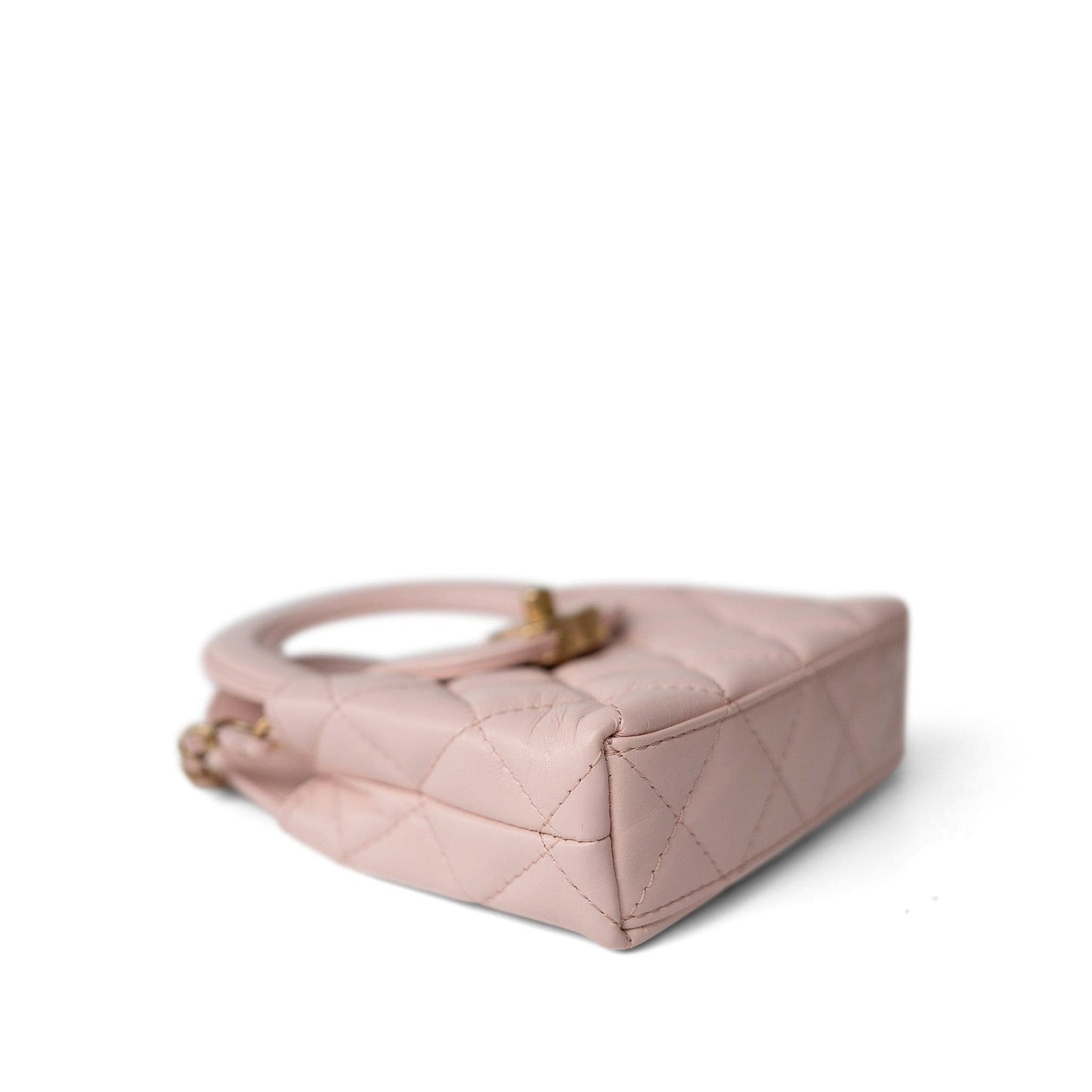 Light Pink Shiny Aged Calfskin Nano Kelly Mini Shopper