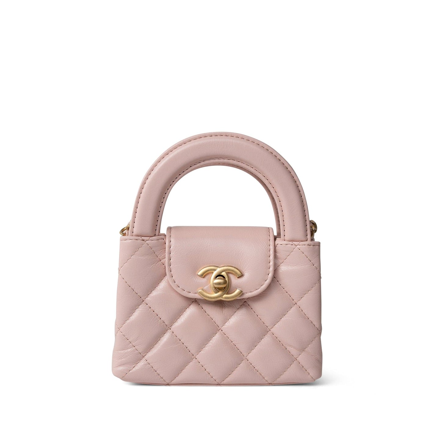 Light Pink Shiny Aged Calfskin Nano Kelly Mini Shopper
