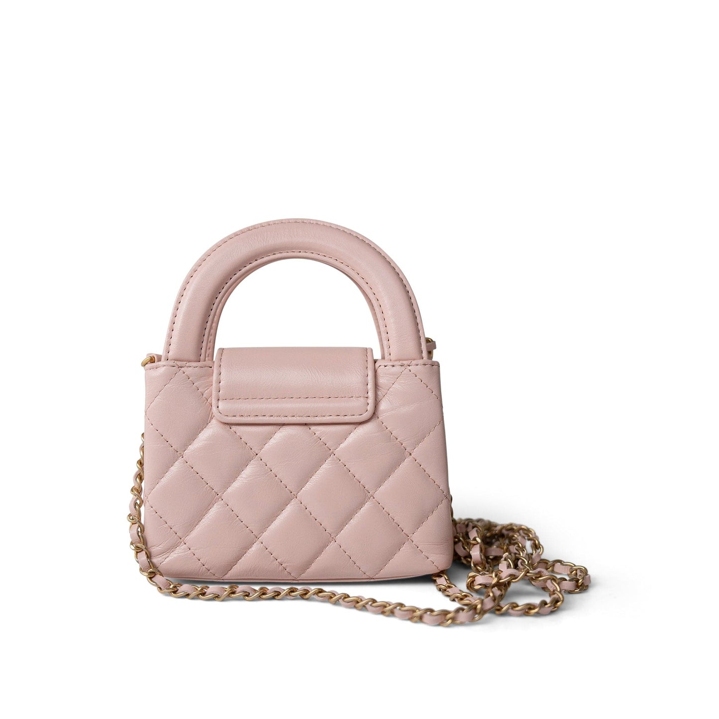 Light Pink Shiny Aged Calfskin Nano Kelly Mini Shopper
