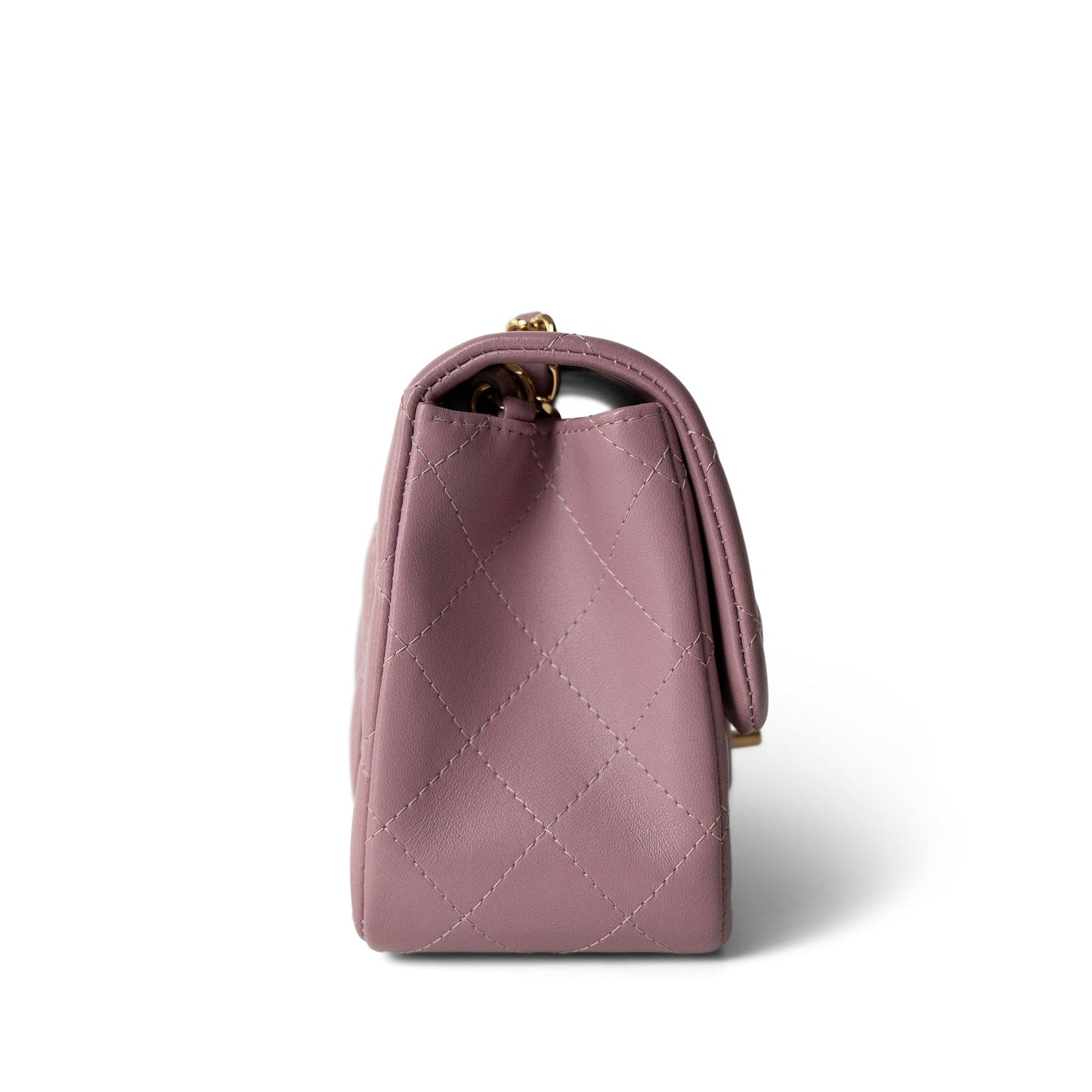 Mauve Lambskin Quilted Mini Square Flap