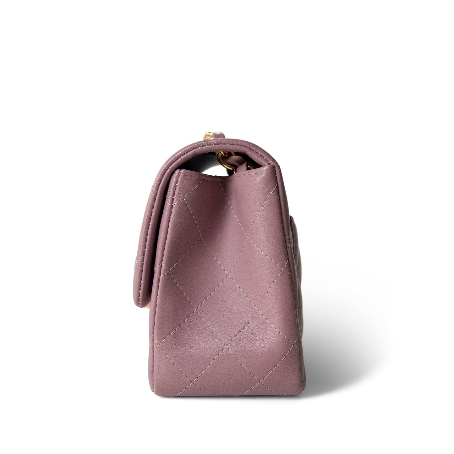 Mauve Lambskin Quilted Mini Square Flap