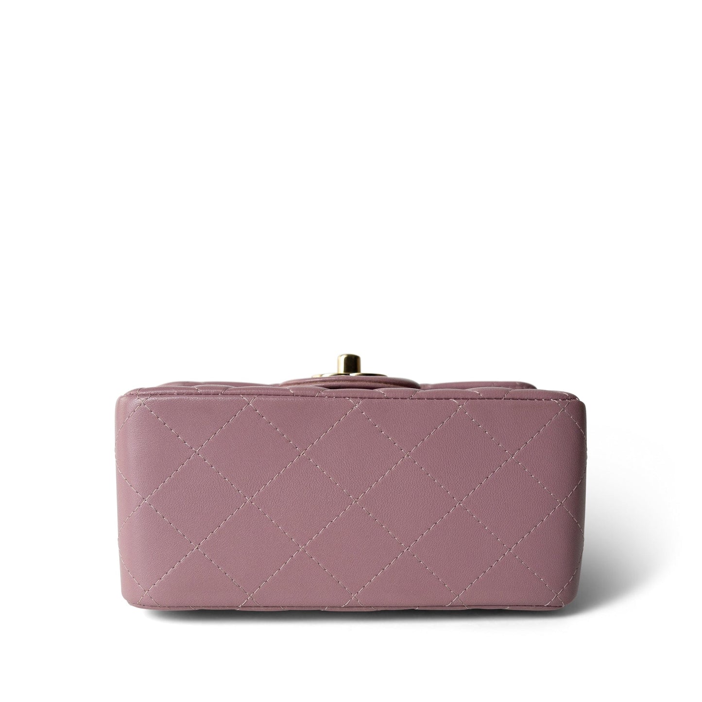 Mauve Lambskin Quilted Mini Square Flap