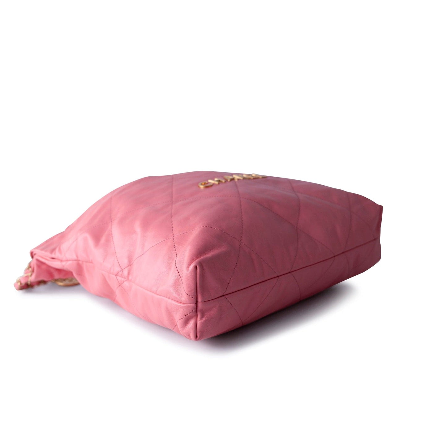 Medium Pink Calfskin Quilted 22 Hobo Bag Antique Gold Hardware