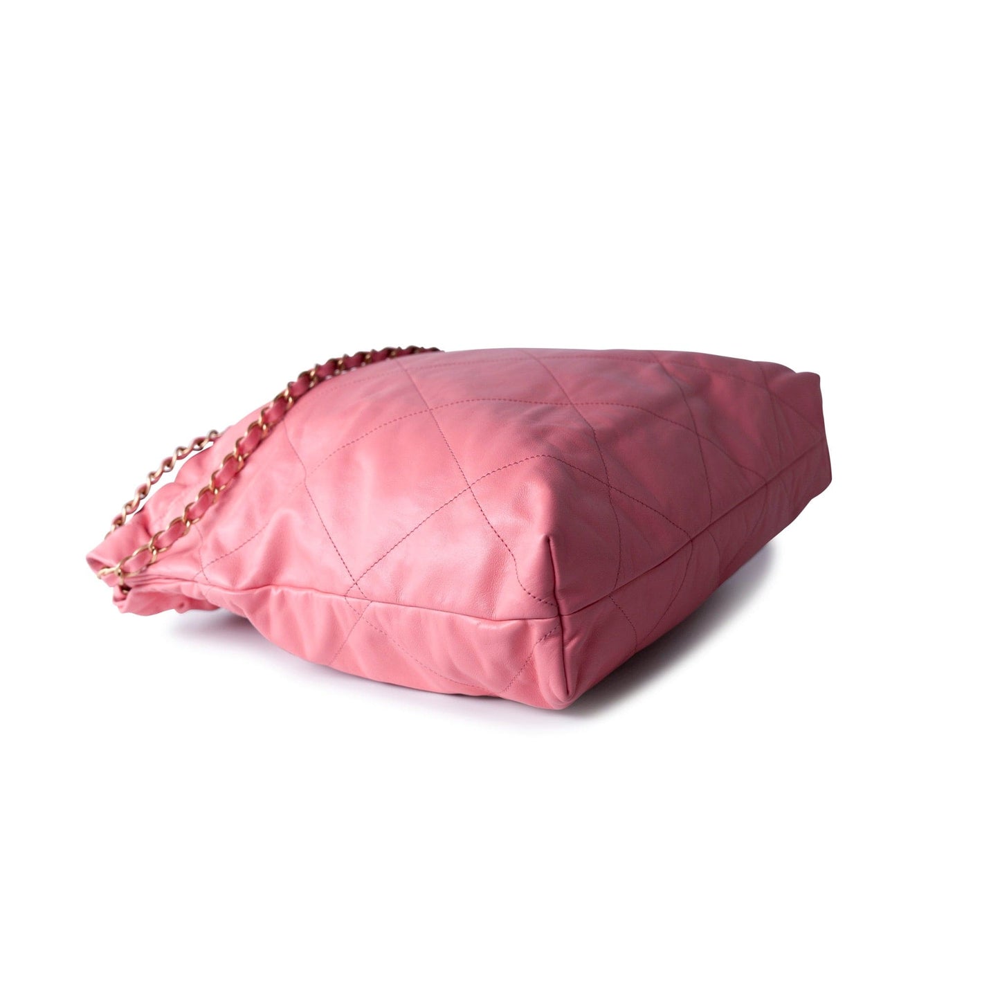 Medium Pink Calfskin Quilted 22 Hobo Bag Antique Gold Hardware