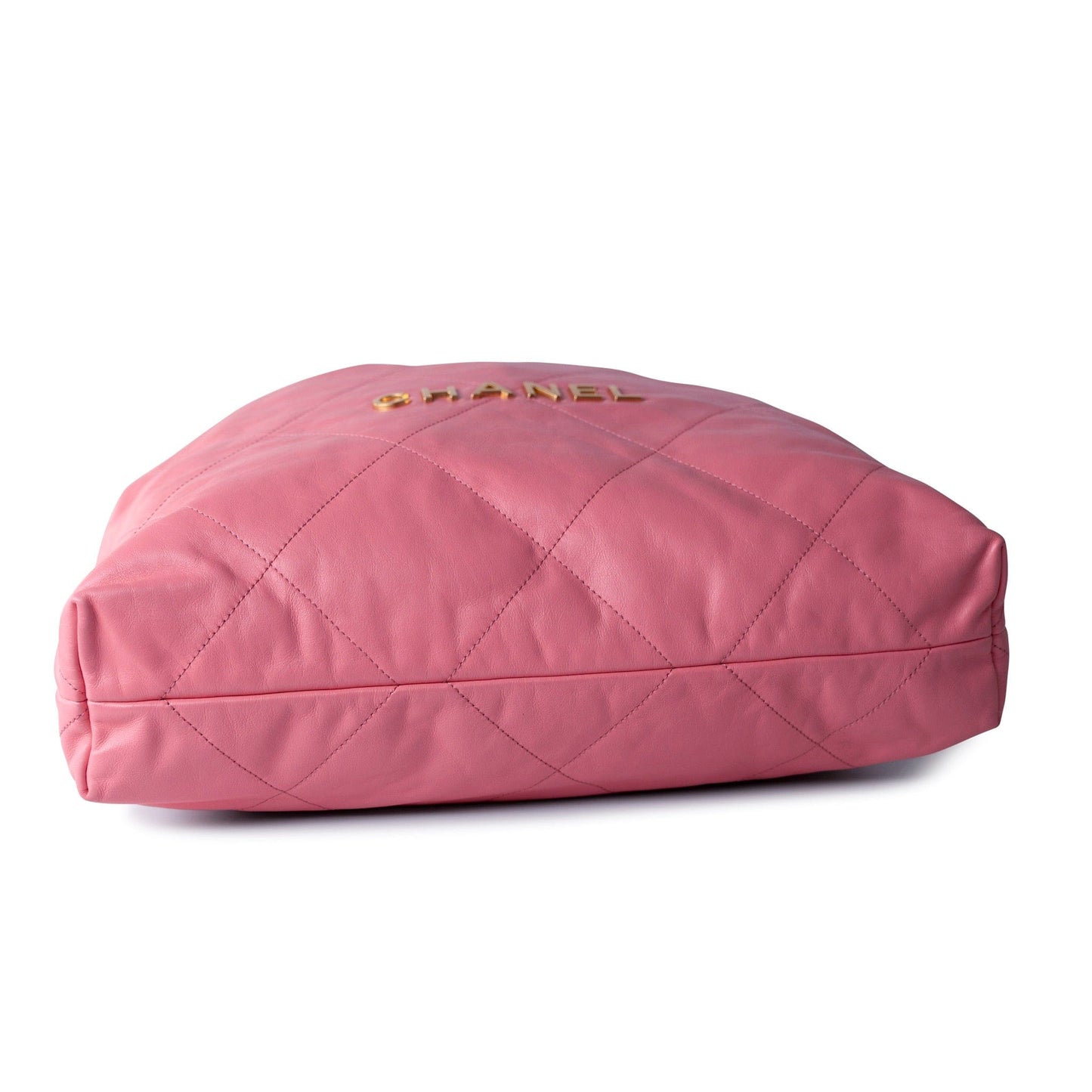 Medium Pink Calfskin Quilted 22 Hobo Bag Antique Gold Hardware