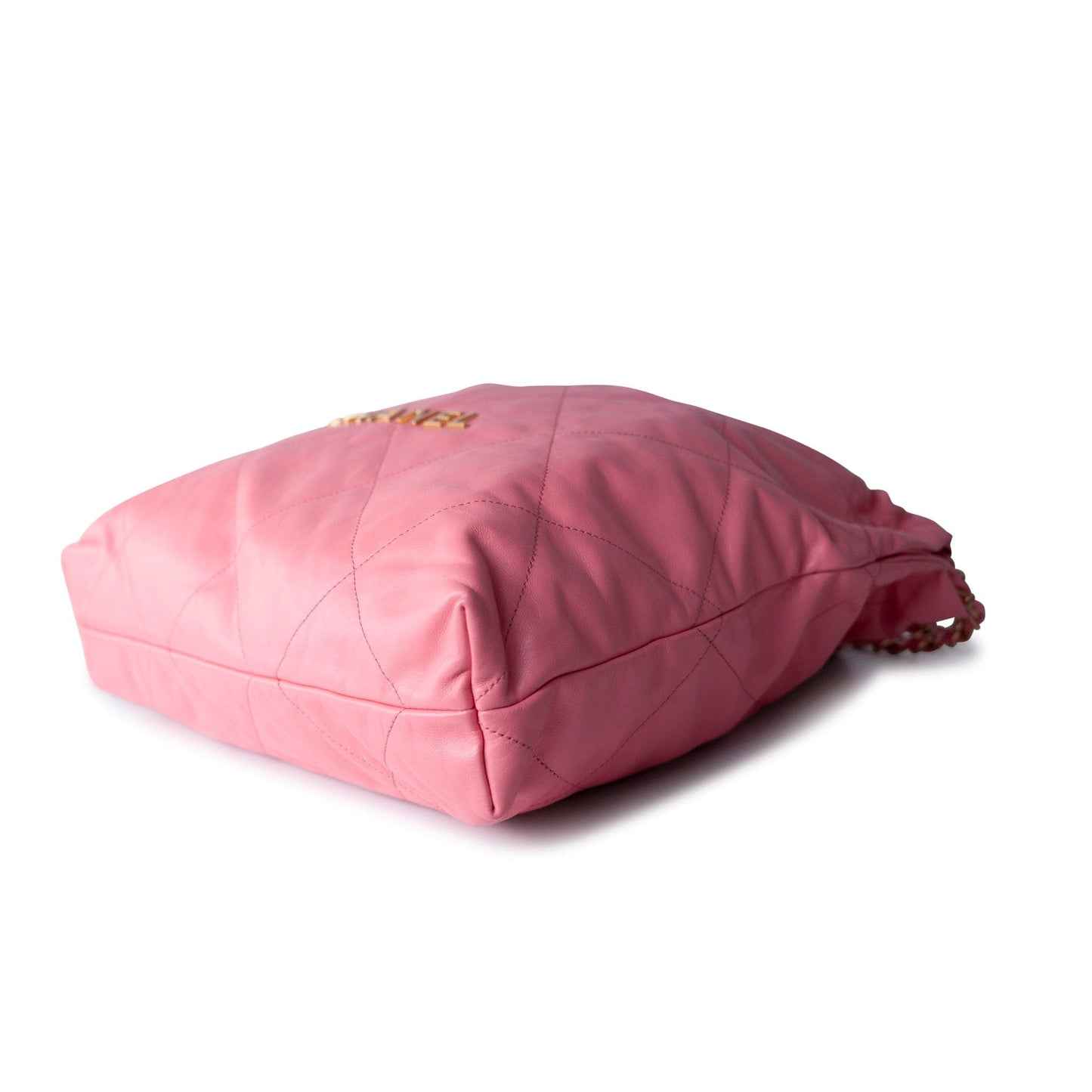 Medium Pink Calfskin Quilted 22 Hobo Bag Antique Gold Hardware