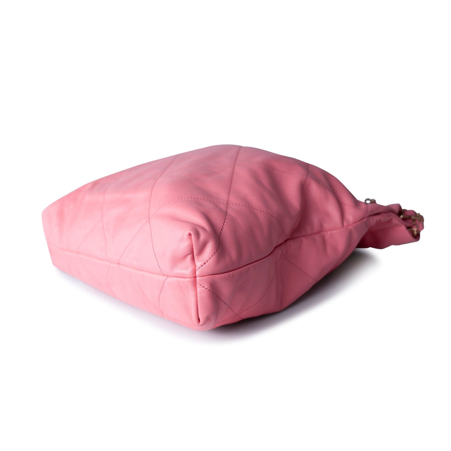 Medium Pink Calfskin Quilted 22 Hobo Bag Antique Gold Hardware