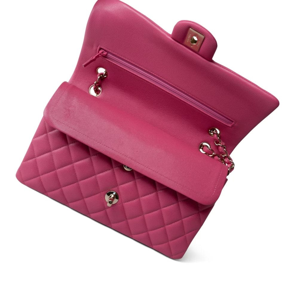 Pink Caviar Quilted Classic Flap Medium Light Gold Hardware