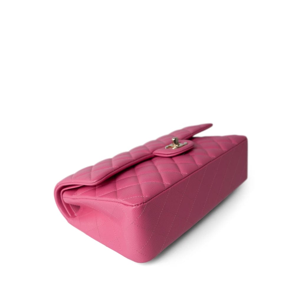 Pink Caviar Quilted Classic Flap Medium Light Gold Hardware