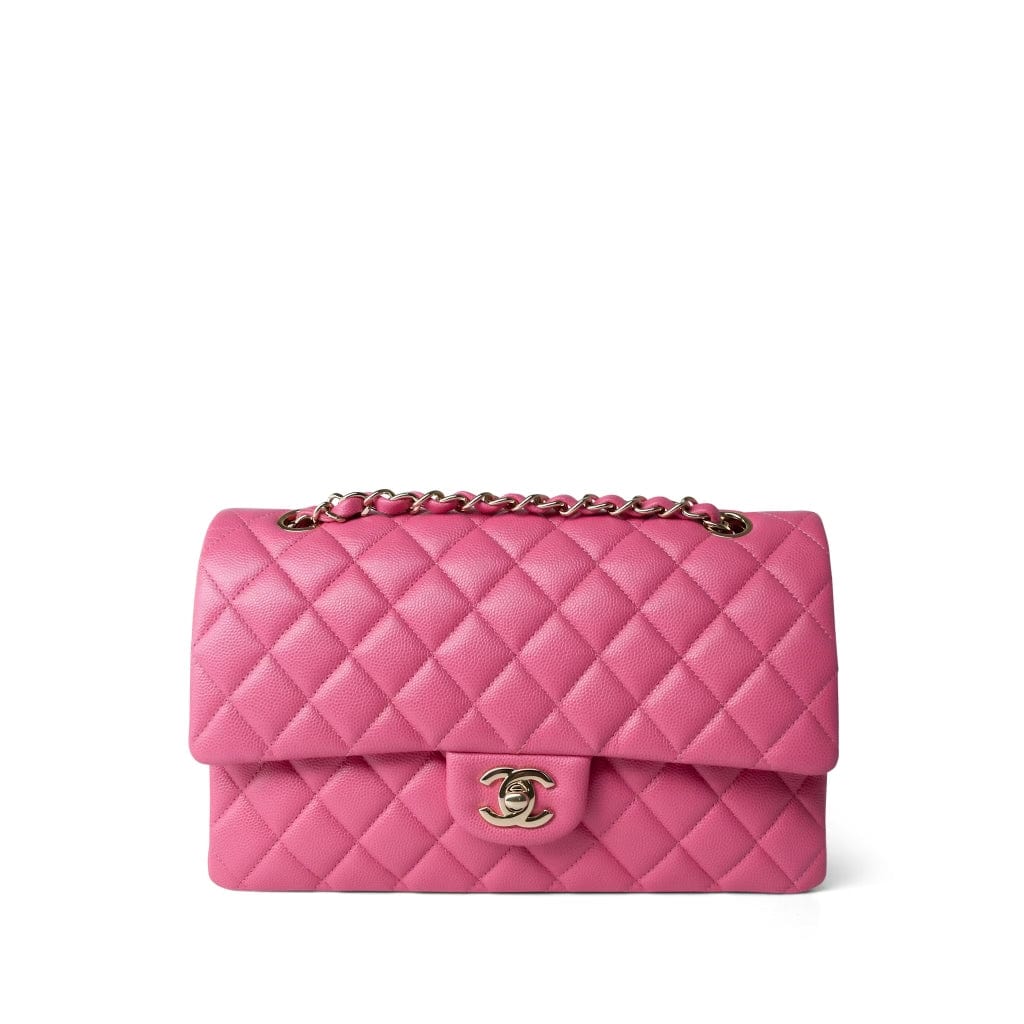Pink Caviar Quilted Classic Flap Medium Light Gold Hardware